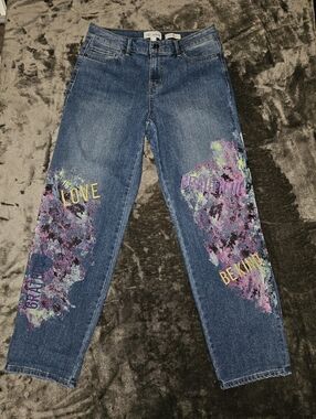 LOGO Lori Goldstein Denim Limited Edition Painted Boyfriend Jean Wearable Art 2